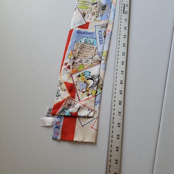 Talbots Scarf Womens One Size Multicolor Silk City Travel Print Rectangle Neck - Picture 5 of 6